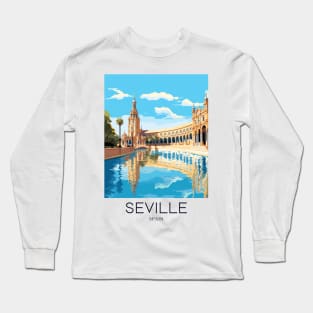 A Pop Art Travel Print of Seville - Spain Long Sleeve T-Shirt